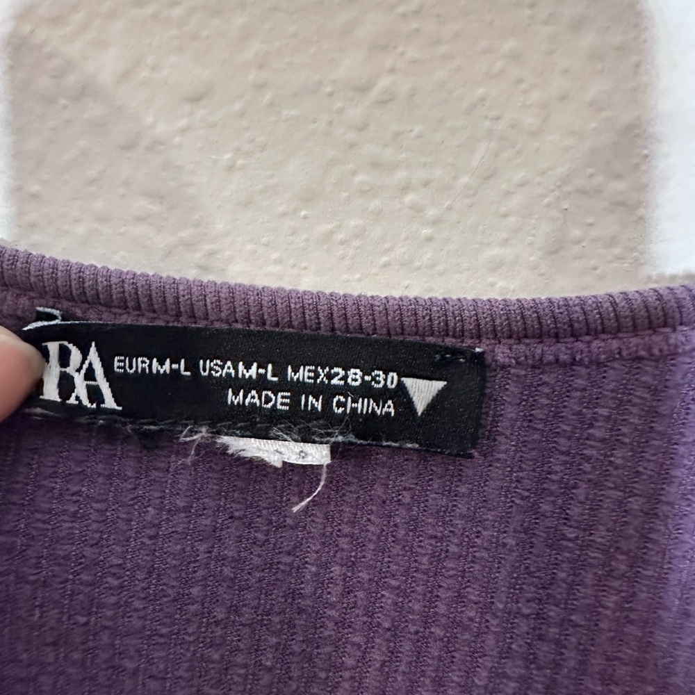 Zara Deep Purple Long Sleeve Crop Top - Picture 2 of 3